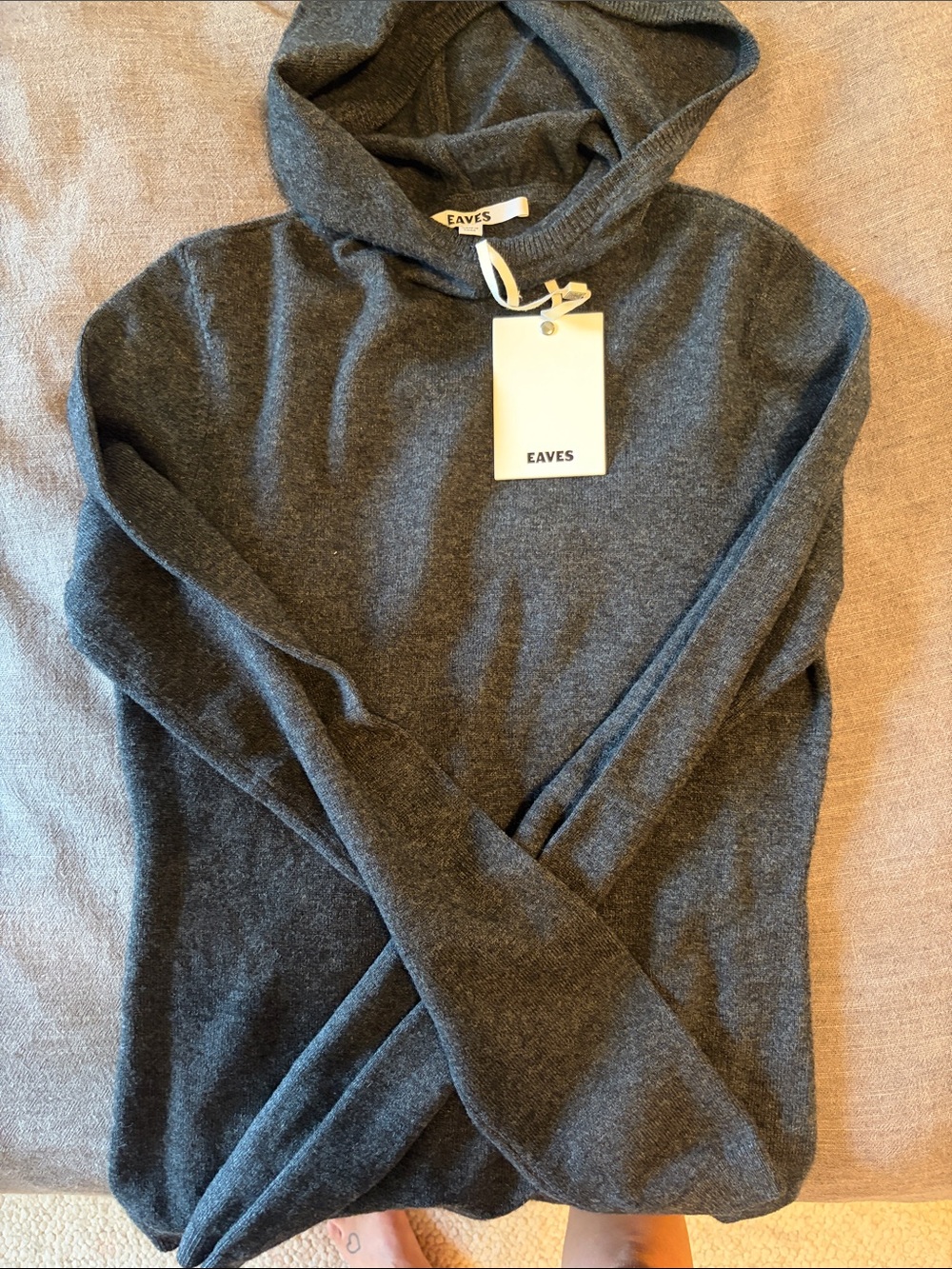 Eaves Women's Charcoal Gray Hooded Cashmere-Blend Sweater
